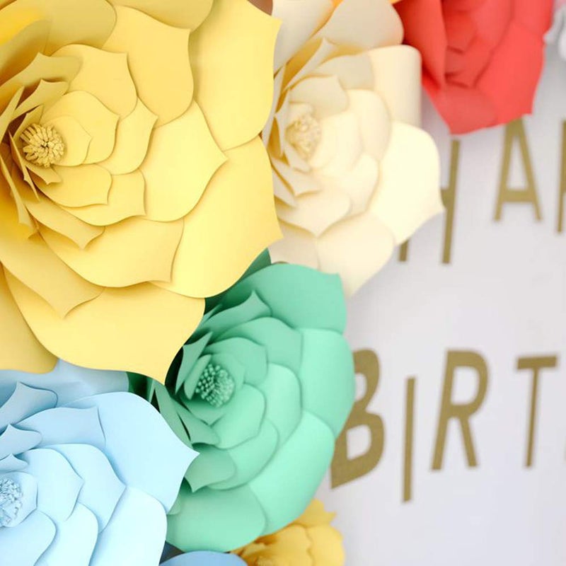 N.C N/C 3pcs Party Paper Flower Wedding Flower Backdrop Decorations DIY Handcrafted Flower for Wedding Backdrop Nursery Wall Decoration (Flower-1, Yellow) - Image 4